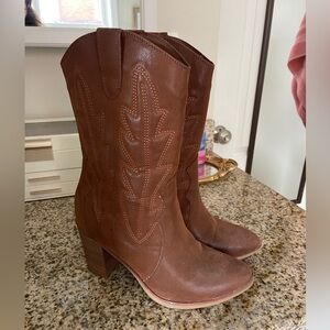 Dark brown heeled cowboy boots